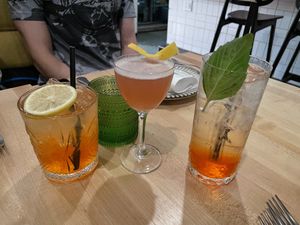Left to right: Strawberry Styles (mocktail), French’n, GTS  at Bloom in Chicago