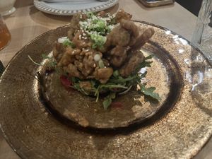 Huli Huli (fried trumpet mushrooms)   at Bloom in Chicago