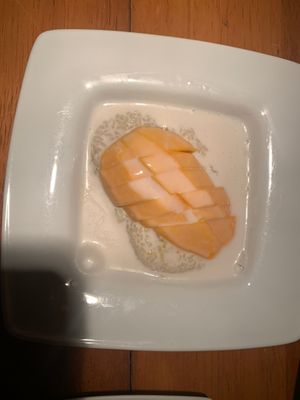 Sticky rice with mango and coconut milk at Mae Thai in Playa Del Carmen