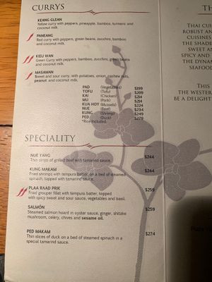 Menu at Mae Thai in Playa Del Carmen