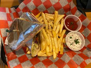 Gyro with fries at Falafel House in Roanoke