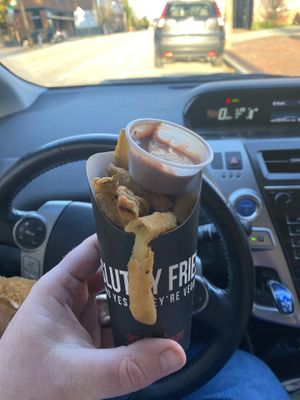 Fries pickles with blackberry mayo at Slutty Vegan - Edgewood in Atlanta