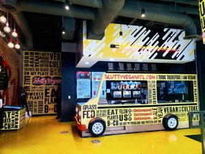 The branding is so vibrant and fun at Slutty Vegan - Edgewood in Atlanta