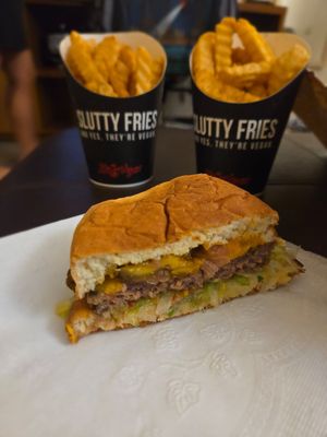 Dancing queen burger (we cut it in half) at Slutty Vegan - Edgewood in Atlanta
