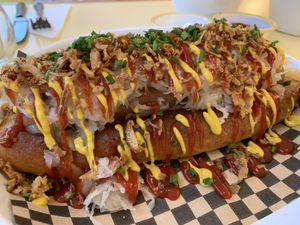 Dirty dog  at Rudy's Vegan Butcher & Diner in North London