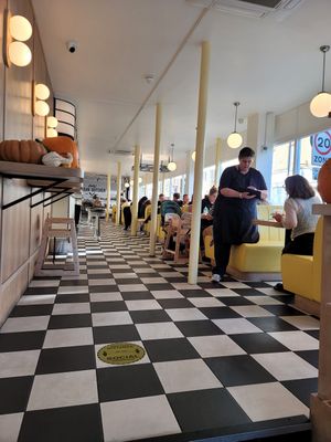Large dining room at Rudy's Vegan Butcher & Diner in North London
