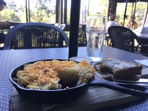 Shepherds pie on the patio   at Six Mile Pub in Victoria