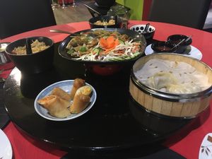 Our second visit: Spring Rolls, Dumpligs, Vegetable Rice (Spicy), Chop Suey Vegetables at Wan-Chai Chinese Restaurant in Paralimni