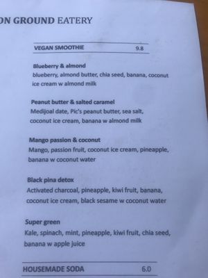 Delicious vegan smoothie options!! at Common Ground Eatery in Auckland