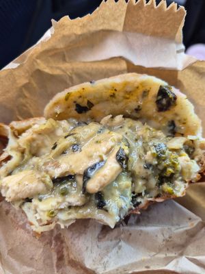 Green curry pie $11.00: delicious! spice level was great at start but built to be v.spicy towards end, love the roti instead of pastry at 2 Sisters Kitchen in Waverley