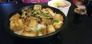 Fried Tofu Hot Bowl. Ask for it without Egg. 😊 at Kitchen 121 in Duluth