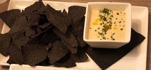 Chips and white bean dip  at Initial Q in Spartanburg