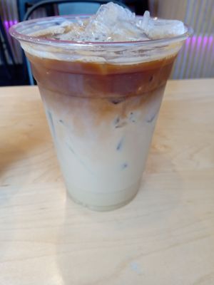 Oat milk iced salted caramel latte at Melo Coffee & Kitchen in Rochester