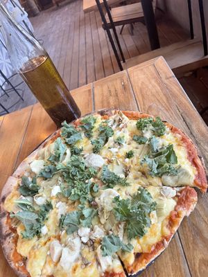 Four cheese artichoke vegan pizza  at Gypsea Market in Tulum