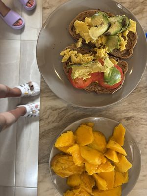 Bought the sour dough bread and avocado and tomato to make our own breakfast.   at Gypsea Market in Tulum