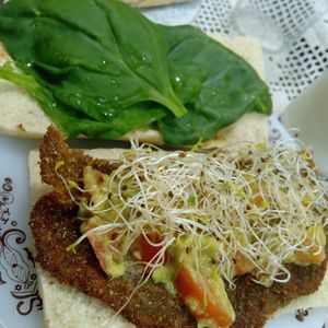 panini sandwich ( Quinua milanesa) at VeganC in Santa Cruz