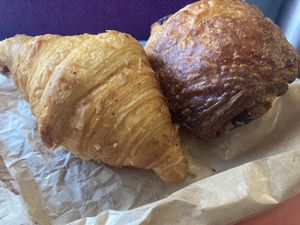 Vegan croissant and pan au chocolat  at Bakery J.M. Coste in Grenoble