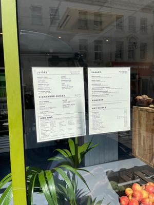 Menu at Really Good Juice in Hove
