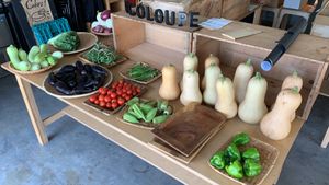 Shop sells organic vegetables and fruits and other products, tested 0 pesticides, grown in Japan. at Ecoloupe in Tokyo