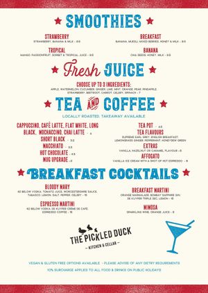 Breakfast menu 2 at The Pickled Duck in Modbury