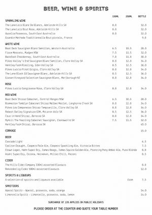 Beverage menu 2 at Boatdeck Cafe in Mawson Lakes
