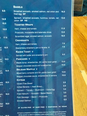 Menu at Boatdeck Cafe in Mawson Lakes