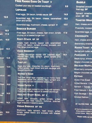 Memu at Boatdeck Cafe in Mawson Lakes