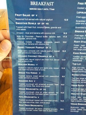 Menu at Boatdeck Cafe in Mawson Lakes