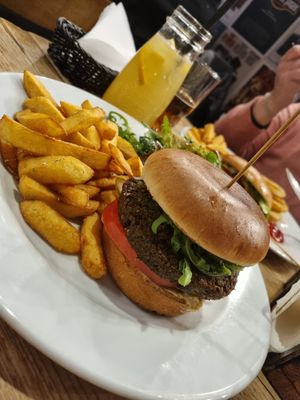 burger with falafel patty at Original Burger in Gdansk