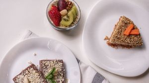 Vegan options: vegan brownie, chia pudding, carrot cake at Cake Lab in Sofia