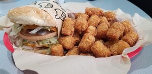 Big Guy Burger with tots at Nice Burger - Santa Ana in Santa Ana