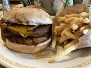 BBQ Bacon cheeseburger and fries at Nice Burger - Santa Ana in Santa Ana