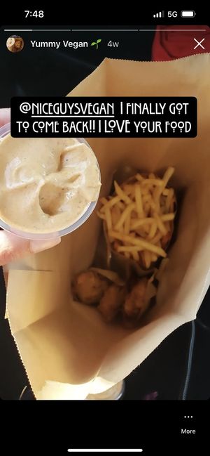 Chik’n strips, fries, and the heavenly chipotle mayo!! at Nice Burger - Santa Ana in Santa Ana