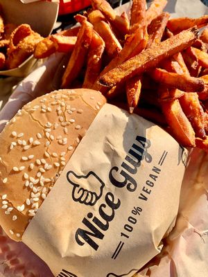 Huge portions and 100% vegan. #Veganuary at Nice Burger - Santa Ana in Santa Ana