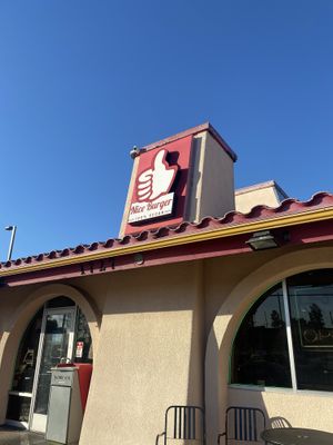 Nice Burger Signage from Outdoor Seating Area  at Nice Burger - Santa Ana in Santa Ana