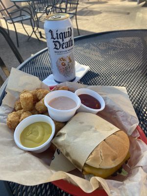 Jr. Nice Burger w/Vegan Cheese + Totes + Liquid Death  at Nice Burger - Santa Ana in Santa Ana