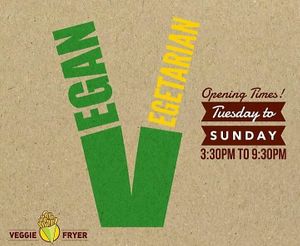 Logo and opening times at Veggie Fryer in Walsall