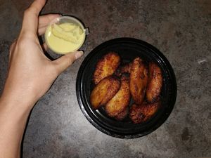 Plantain with Bean Sauce: Plantain served with Caribbean spiced black bean sauce.

 at Yooow Vegan in South East London