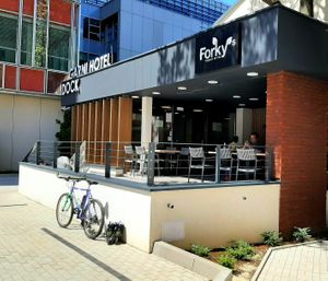 Outside terrace at Forky's in Bratislava