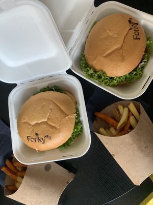 burgers with fries at Forky's in Bratislava