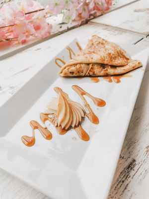 Vegan Toffee Apple Crumble Crepe  at Creperie Club in Windsor