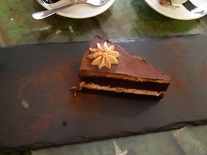 Chocolate and peanut butter cake at Santa y Pura in Madrid