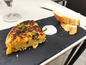 Pincho de tortilla at Santa y Pura in Madrid