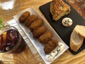 croquettes and tortilla at Santa y Pura in Madrid