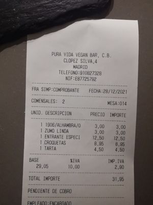 Cuenta at Santa y Pura in Madrid