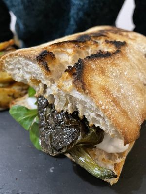 This seitan pepper sandwich was big enough for 3   at Santa y Pura in Madrid