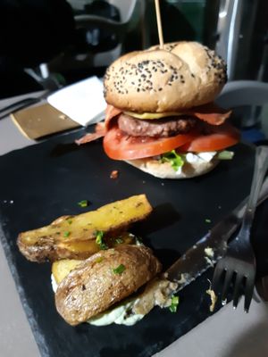 Santa y pura burger (with the beyond meat burger) at Santa y Pura in Madrid