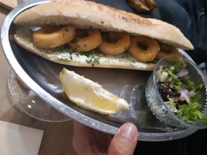 Calamari sandwich at Santa y Pura in Madrid