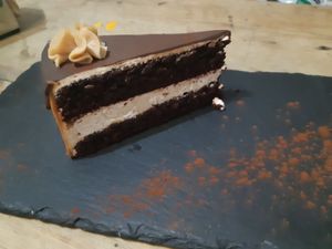 Chocolate cake at Santa y Pura in Madrid