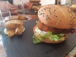 Chickpea burger at Santa y Pura in Madrid